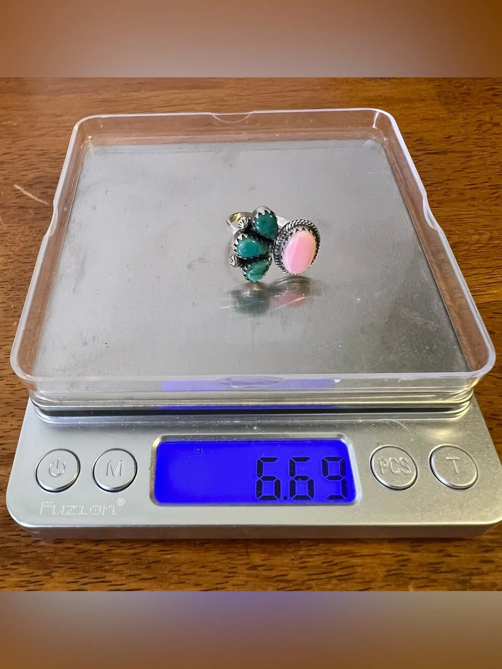 Sterling Kingman Turquoise Queen Conch Floating Ring Size 9 Southwestern